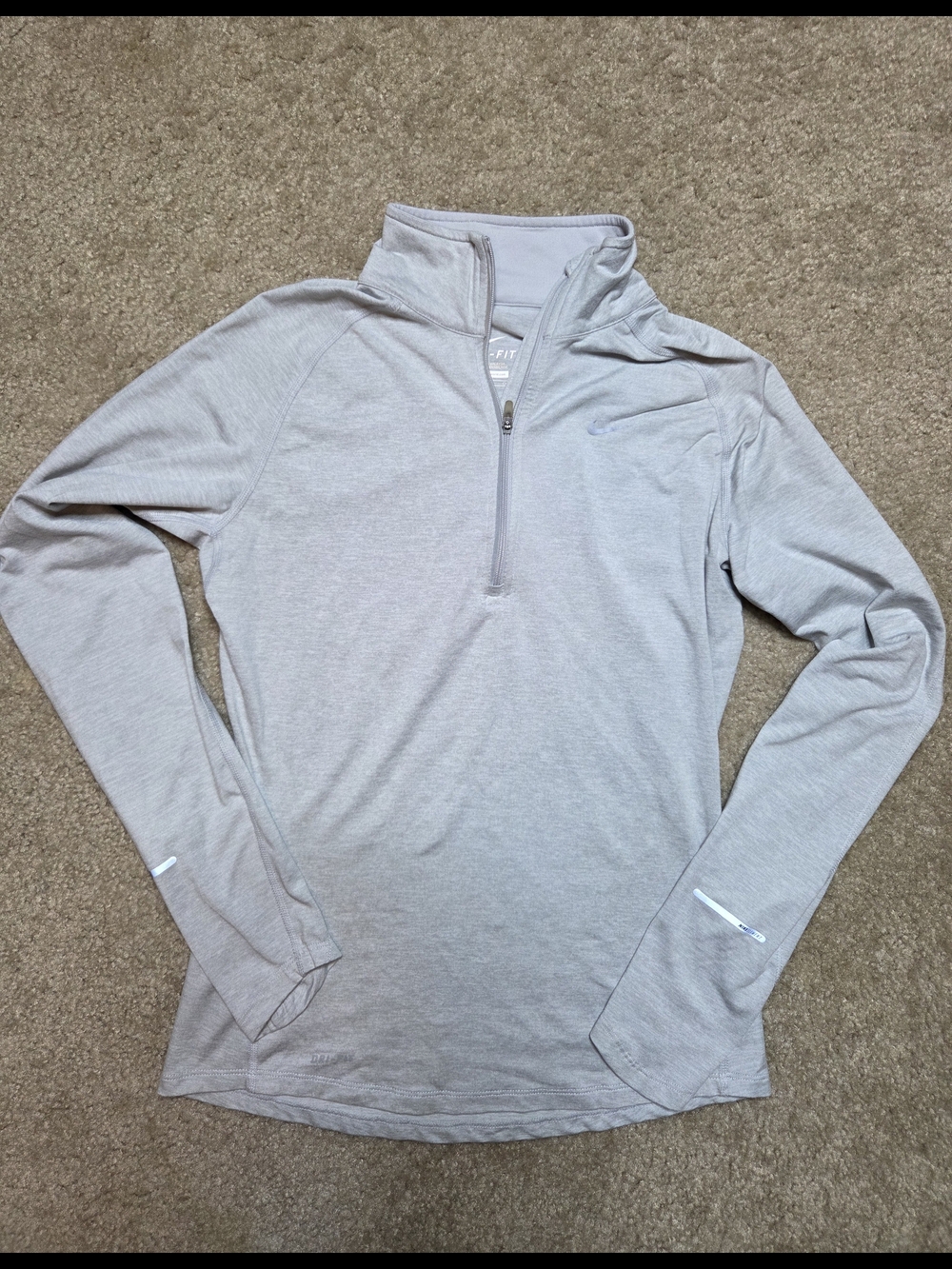 Nike Element Dri-Fit 1/4 Zip Running Pullover Heather Gray Size Small Athleisure